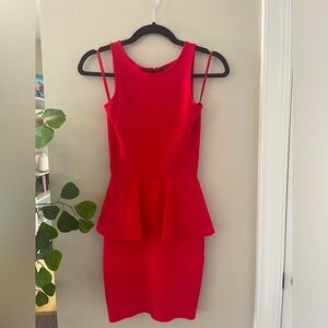 BCBG MAX AZRIA, Francis Poppy Red Peplum Bandage Dress, XS